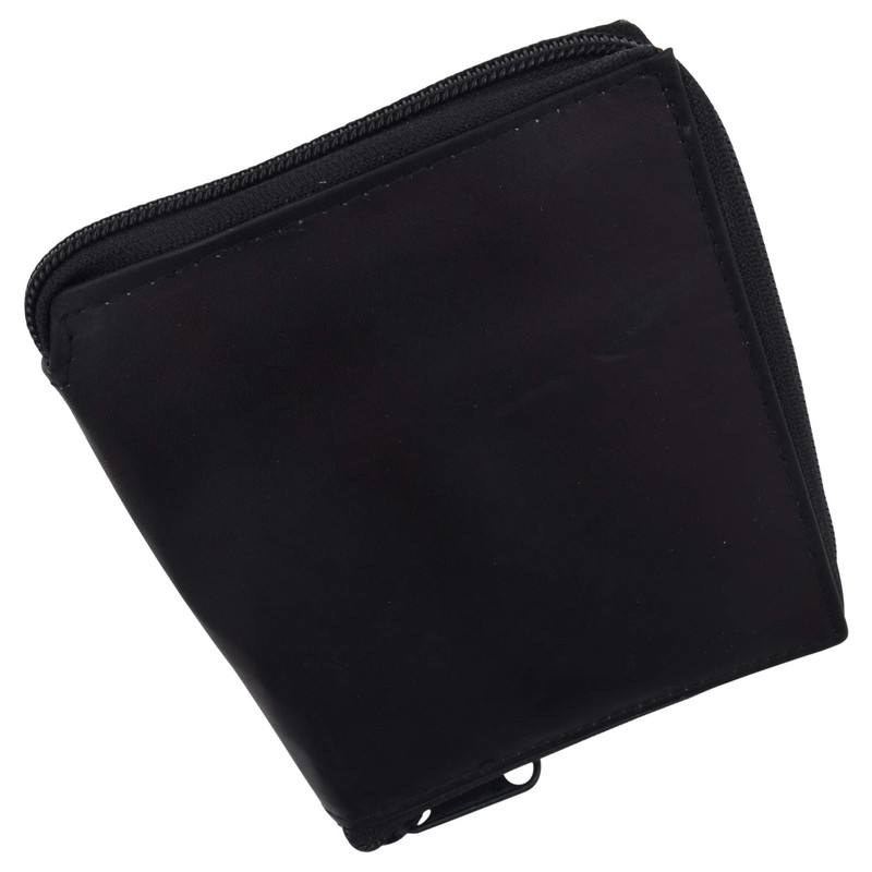 Mens Leather Zippered Wallet style - 702 (Color:Black)