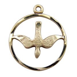 HMHReligiousMfg Sterling Silver Open Circle with Holy Spirit Dove Confirmation Pendant, 7/8 Inch
