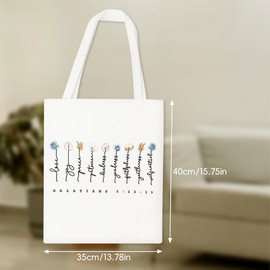Lotsdonxia Christian Tote Bag for Women Bible Canvas Reusable Shopping Bag, Religious Gift with Inspirational Prints, Perfect for Church, Groceries & Daily Use, Gift for Mum, Wife, Friends