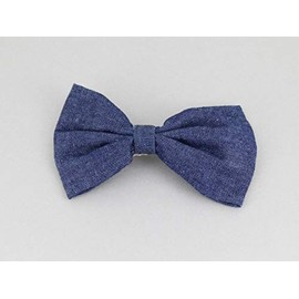 Dk Blue denim chambray barrette fabric bow metal hair clip barrette hair 4 wide