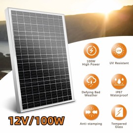 Unbranded 100W Solar Panel Off Grid System Solar Module PV Panel for Caravan House Boat RV