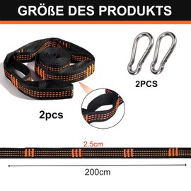 Cjytdkj Hammock Attachment, Pack of 2 Hammock Suspension Straps, Hammock Straps for Camping, Outdoor, Travel, Swing, Hanging Chair
