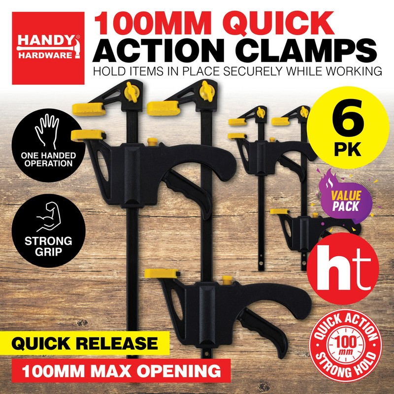 [6PCE] Handy Hardware Action Clamps, Secure Your Projects with Ease,