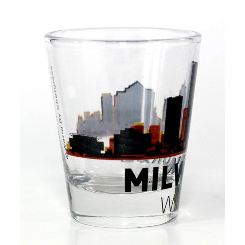 Milwaukee Wisconsin Sunset Skyline Shot Glass