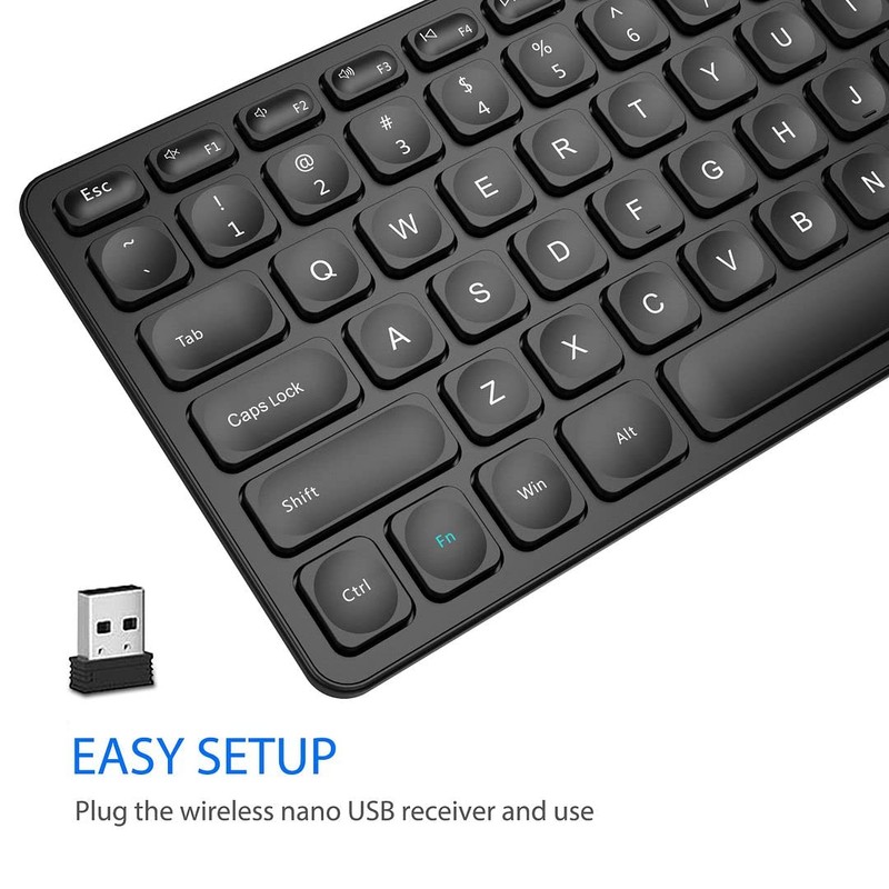 Arteck 2.4G Wireless Keyboard Ultra Slim Full Size Keyboard with