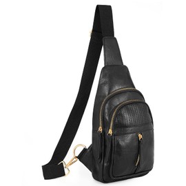 SUOSDEY Crossbody Bag for Women, Fashion Sling Bag, Leather Chest Bag BackPack with Adjustable Straps black