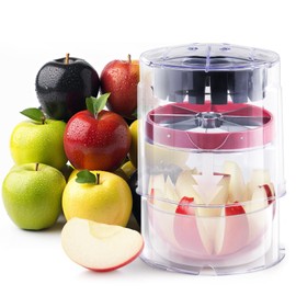 Newness 5.12-Inch Apple Slicer – Extra-Large, Ultra-Safe Stainless Steel Cutter for 8 Perfect Slices, Effortless Cutting, Cuts All the Way Through with Transparent Bowl