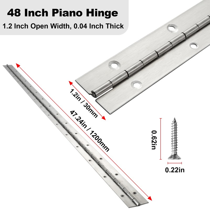Piano Hinge 48 Inch x 1.2 Inch Heavy Duty Continuous