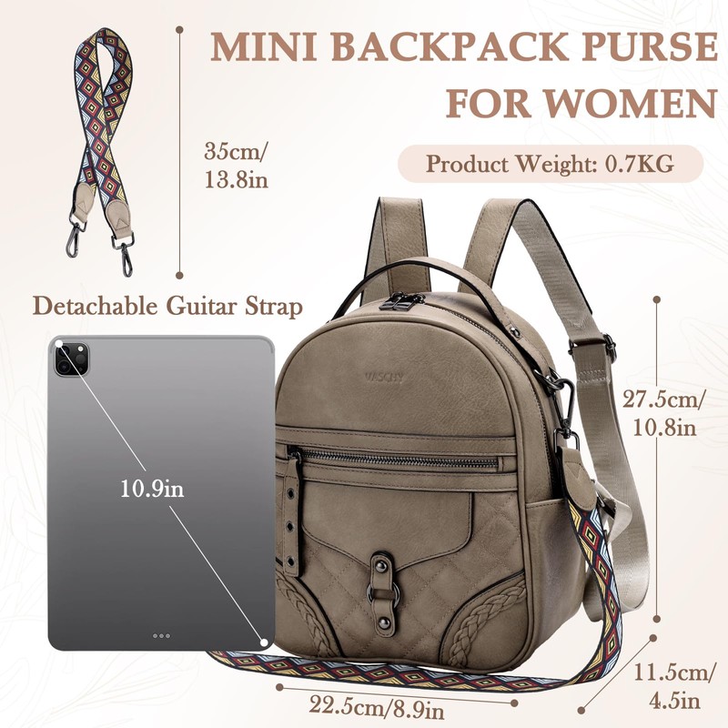 Small Backpack Purse for Women,VASCHY Cute Vegen Leather Mini Backpack