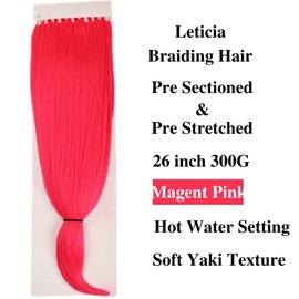 Braiding Hair Pre stretched Pink Prestretched Pre sectioned Hypoallergenic Knotless Pre separated Ez Braid Yaki Texture