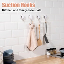 Suction Hooks Shower Kitchen Window Wall Sucker Suckers Cup Wreath Towel Hook Hangers for Bathroom Hanging, 2 Pack