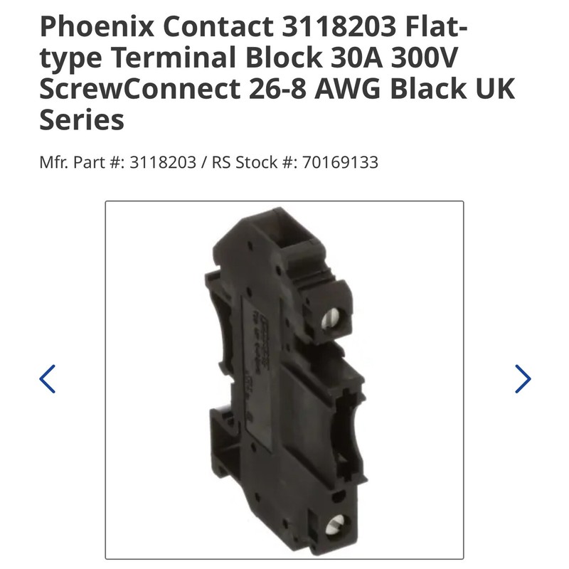 Phoenix 3118203 Flat-type Terminal Block 30A 300V ScrewConnect 26-8 AWG