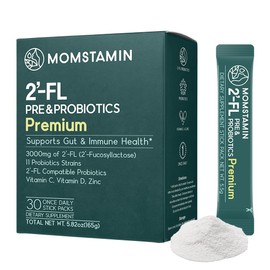 MOMSTAMIN Premium 3,000mg Human Milk Oligosaccharide (HMO 2'-FL) Prebiotic Probiotic Powder Supplement for Immunity Digestion Metabolism Gut Health, Clinically Researched (30 Sticks, 1 Month)
