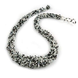 Avalaya Black/White Glass Bead Chunky Necklace/ 60cm Long