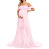 ZIUMUDY Maternity Off Shoulder Chiffon Dress Maxi Gown for Photoshoot