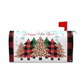 Kcldeci Merry Christmas Tree Magnetic Mailbox Cover Happy New Year Mailbox Cover Magnetic Mailbox Wraps Post Letter Box Cover Garden Standard Size 21x25