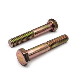 MonsterBolts - 3/8"-16 x 3" Hex Cap Screws, ASME B18.2.1, Yellow Zinc, CR+6, Partial Thread, 100 Pack