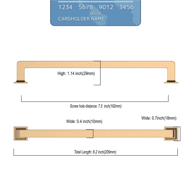9BUILD 6 Pack 7.5 Inch Cabinet Handles Champagne Bronze Pulls