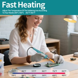 Soldering Iron Kit with Digital Display, 60 Watt Soldering Station, Digital Display Soldering Iron Station, Precision Temperature Control Solder Station (392°F-842°F) ﻿