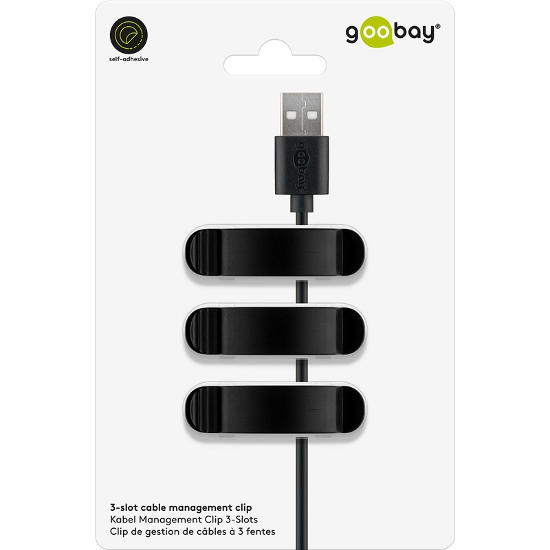 Goobay Kabel Management Clip 3-Slots, schwarz