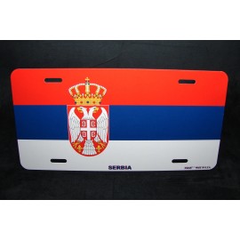 DIGIART INTERNATIONAL SERBIA SERBIAN FLAG METAL NOVELTY CAR LICENSE PLATE AUTO TAG
