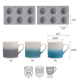 Pfaltzgraff Chocolate Bomb Mug Set with 2.5 inch Silicone Molds, Set of 6, Multicolored