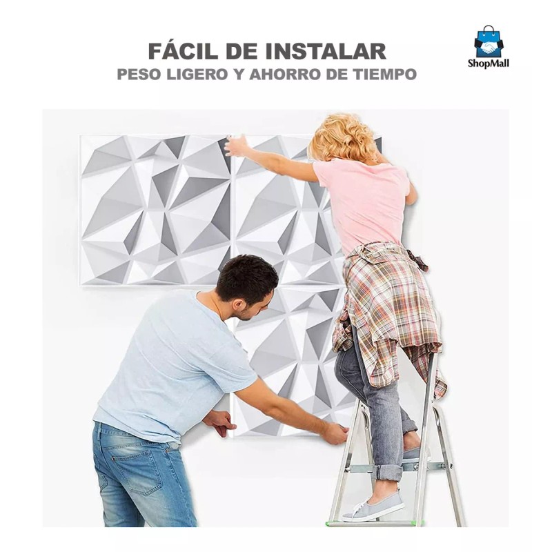 ShopMall Panel Decorativo 3d Para Pared 12 Piezas 50 Cm