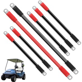 TOTITOM Battery Cables, Golf Cart Heavy Duty Battery Cable, 7 PCS 4 Gauge Pure Copper Golf Battery Wiring Cables Kit for 36v & 48v Club Car DS 1994-Up, 14"+41" Long