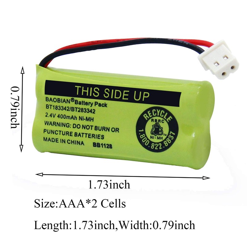 BAOBIAN BT183342/BT283342 2.4V 400mAh Ni-MH BT166342/BT266342 BT162342/BT262342 Rechargeable Cordless Phone