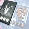 24 Pcs Flower Press on Nails Short Square White French