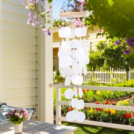 MUMTOP Shell Wind Chimes for Outside Clearance, Tropical White Capiz Shell Wind Chime for Patio,Indoor,Outdoor,Garden,Yard,Coastal,Beach Decor or Gifts for Women,Girl