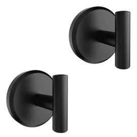 HOME SO Suction Cup Hooks T Shape for Shower, Bathroom, Kitchen, Glass Door, Mirror, Tile – Loofah, Towel, Bath Robe Holder for Hanging up to 15 lbs – Waterproof, Rustproof, Matte Black (2-Pack)