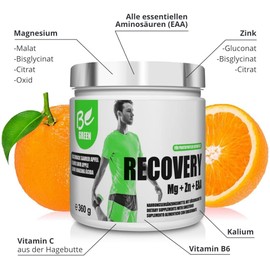 BeGreen Recovery | 4 of the Best Magnesium Compounds | 3 Zinc Compounds | All Essential Amino Acids (EAA) | Fresh Orange Flavour