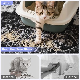 Bienbee Cat Litter Mat, 33" x 22" Large Size Litter Box Mat Rug with Non-Slip Bottom, Easy to Clean Cat Supplies Accessories Essentials for Indoor Kitty Kitten Floor, Black L