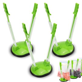 3 PCS Bag Holder,Adjustable Sandwich Baggy Racks, Kitchen Gadgets Food Bag Stand, Plastic Reusable Freezer Bag Stand, Cling Film Holder Baggy Rack Holder for Food Prep Bag