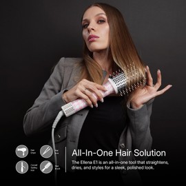 Ellena E1 Blow Dryer + Straighten Hair Brush Dual Mode, Hot Air Brush with 110000RPM High Speed Brushless Motor/Oval Air Barrel/3D Teeth Heated Comb/Handheld Cored, Styler Tool for All Hair Types