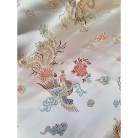Divastyletextiles Beige Chinese Dragon Brocade Jacquard Fabric 60" Wide BTY Multicolor