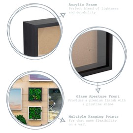 Nicola Spring 6 x 6 3D Shadow Deep Box Photo Frame - Craft Display Picture Frame with 4 x 4 Mount - Black