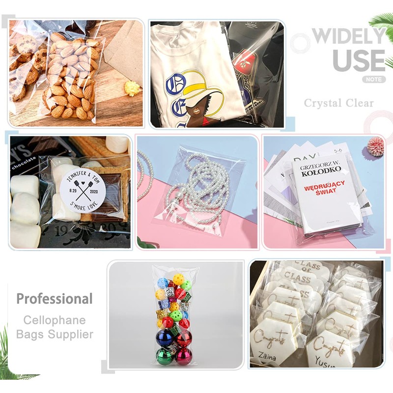 LEOSINDA 100 Pcs Clear Self Sealing Cellophane Bags,3x4 Inches Cookie