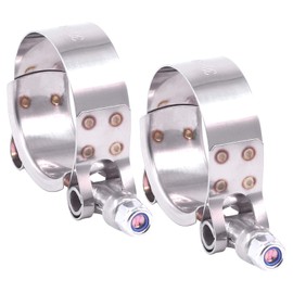 Hilitchi 2Pcs Stainless Steel T-Bolt Clamps with Rounded Band Edges Heavy Duty Turbo Intake Intercooler Clamp (38-43MM) for 1 3/16 Inch