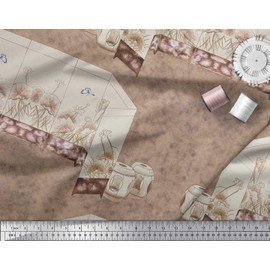 Soimoi Pink Cotton Canvas Fabric & Floral Artistic Decor Fabric Printed BTY 56 Inch Wide