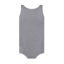Landofgenie Mens Cotton Sleeveless Bodysuit Solid One-Piece Pajama Rompers for Men Grey 3XL