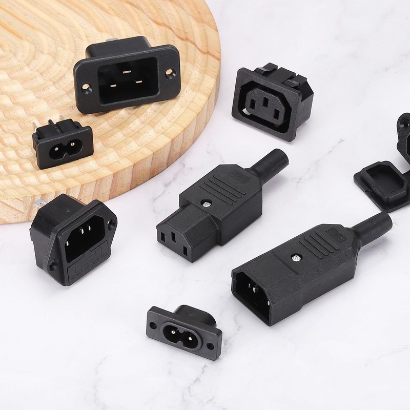 uxcell C14 Panel Mount Plug Adapter AC 250V 10A 3