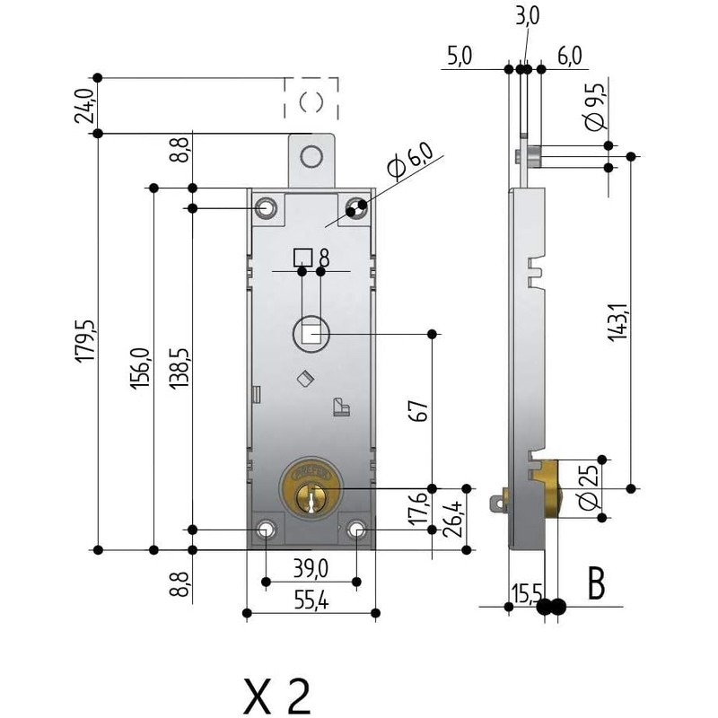 Pair of Locks B551.0810.0000 for Tilting/Garage Round Cylinder