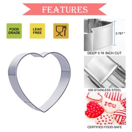 6PCS Hearts Cookie Cutter Set - Valentine's Day Stainless Steel Biscuit Pastry Cutters