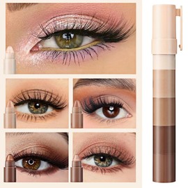 Eye Shadow Stick - 5-in-1 Velvet & Matte Makeup Eyeshadow Stick, Long-Lasting Creamy Formula, Eyeshadow Pencil Includes Shimmer & Matte Finishes for Effortless Glam, Easy to Carry Combination Design