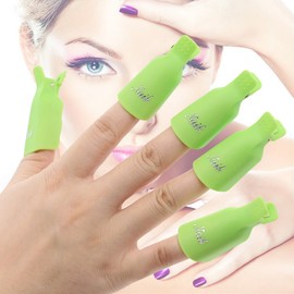 Useful 10Pcs Plastic Acrylic Nail Art Soak Off Clip Cap UV Gel Polish Remover Wrap Tool (Green)