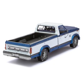 DCD Model Kit 1982 Ford F-150 Pickup Truck in Blue and White Moderate Difficulty Steel Model by Metal Earth