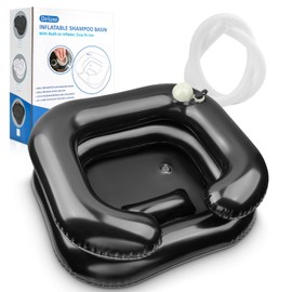 Portable Hair Washing Station-Samlomi Hair Washing Basin for Bedridden, Inflatable Shampoo Bowl Newly Upgraded No Need for Pump,The Perfect for Locs Detox, Bedridden,Disabled,Injured（Black）
