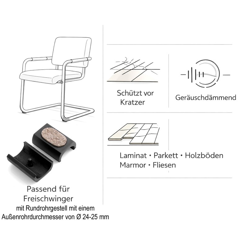 Design61 Felt Glides Set of 4 for Cantilever Chair Glides